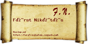 Fürst Nikétás névjegykártya